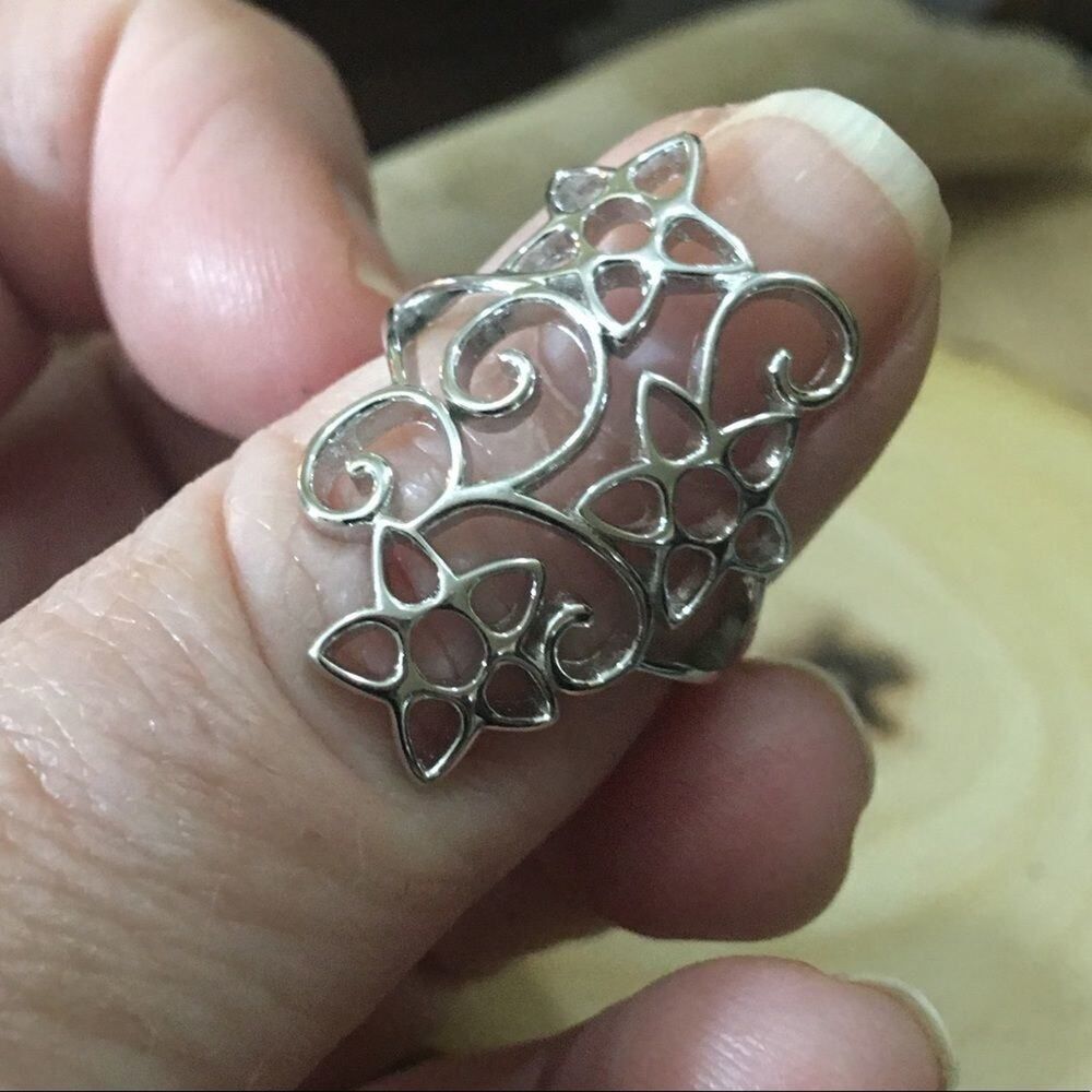 Floral Filigree Sterling Silver Ring, Boho, Statement, Trending